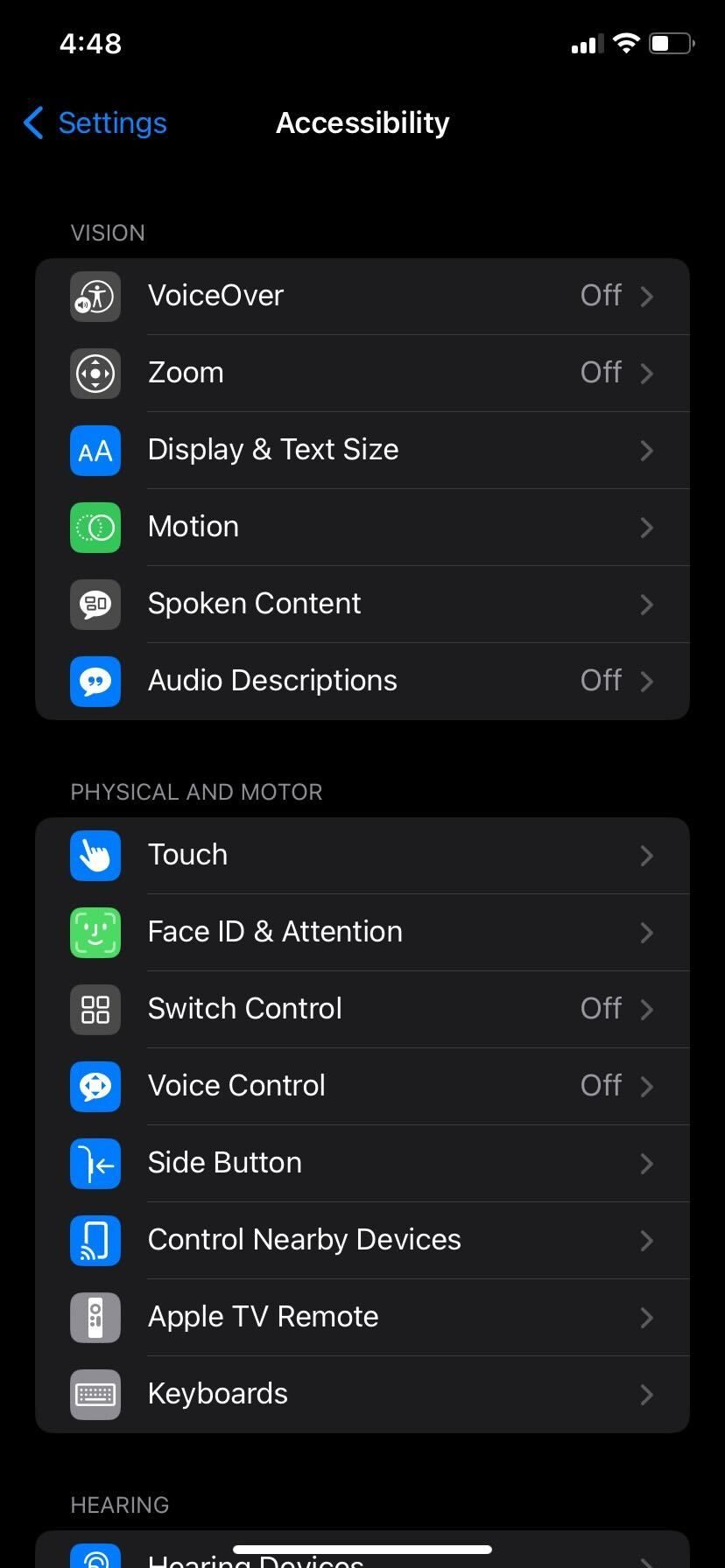 گزینه تنظیمات آیفون VoiceOver