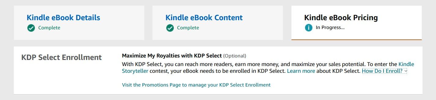 KDP Select Enrollment Setting and Info
