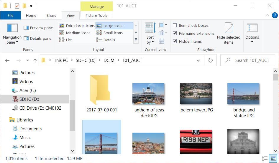 Opsi ikon besar di File Explorer