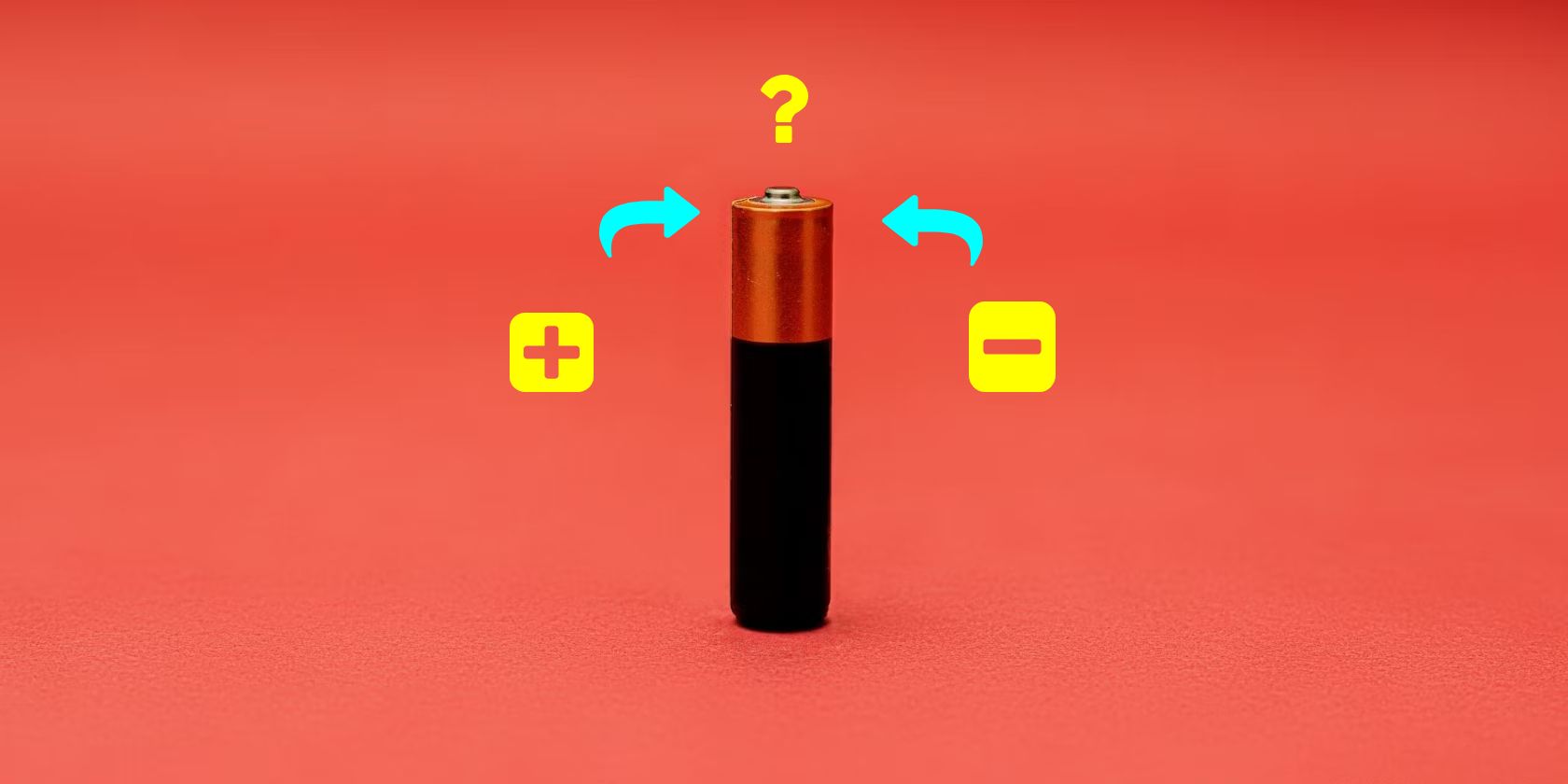 battery with plus and minus symbols pointing to it