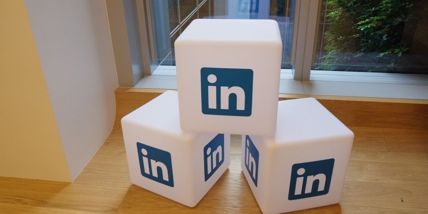 Three blocks displaying the LinkedIn logo