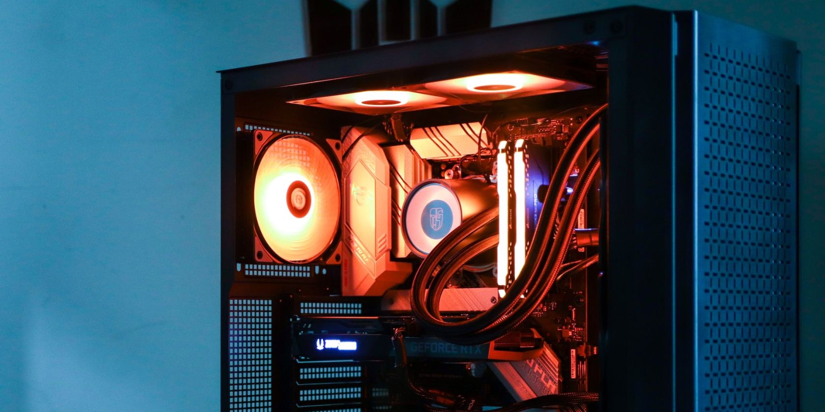 liquid cooled gaming PC build with RGB lighting