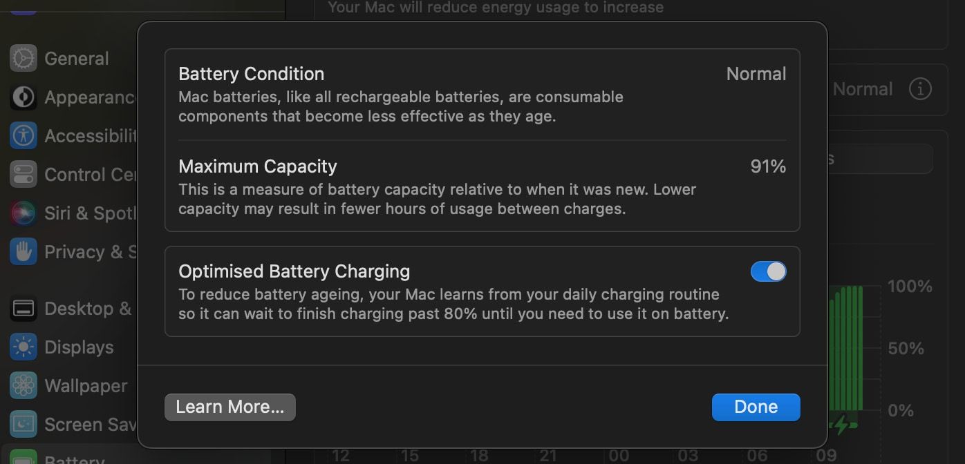 mac optimised battery charging