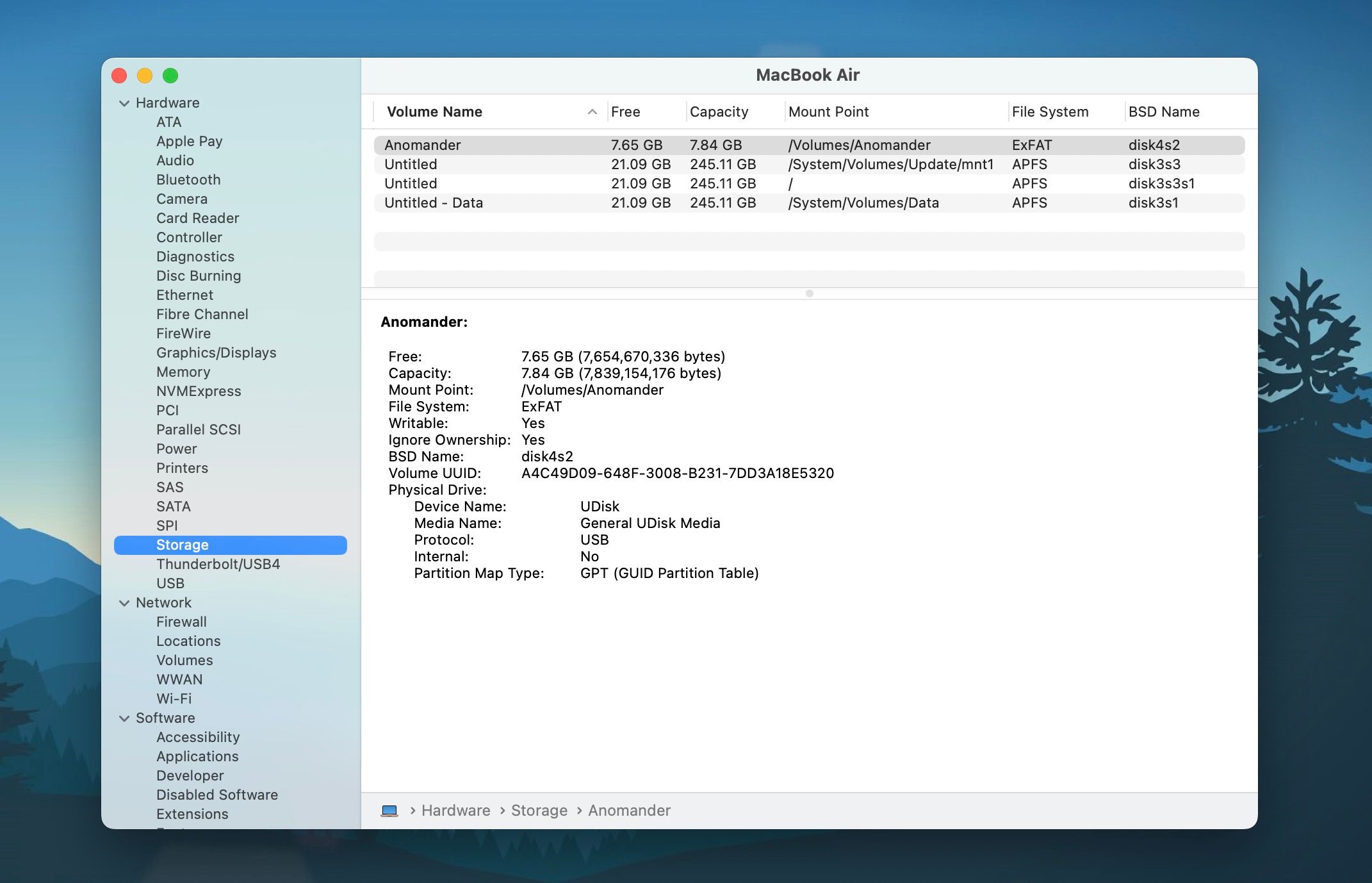 Mac's storage details in System Information
