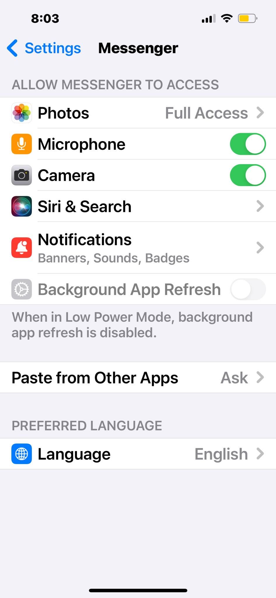 تنظیمات مجوز و اعلان پیام رسان iOS