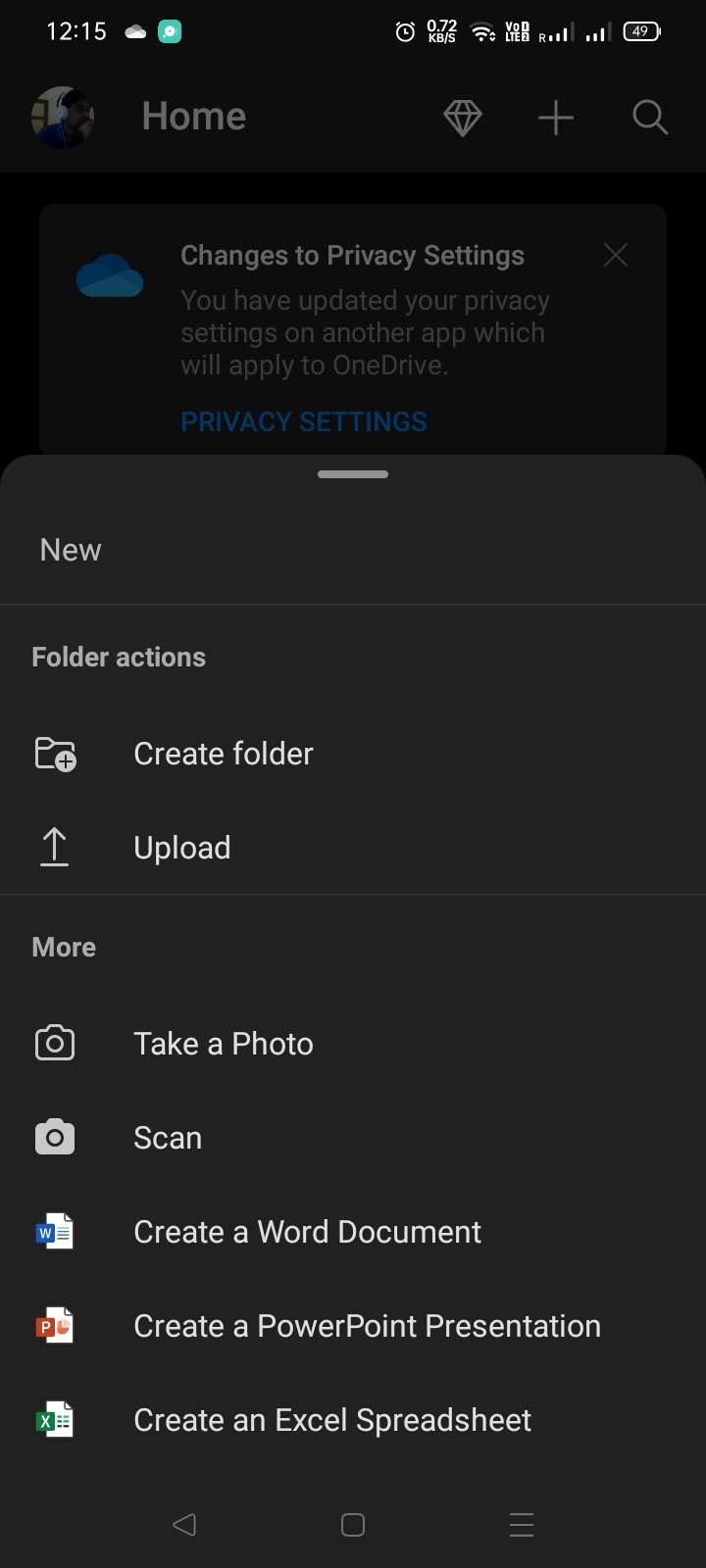 Microsoft OneDrive app add page