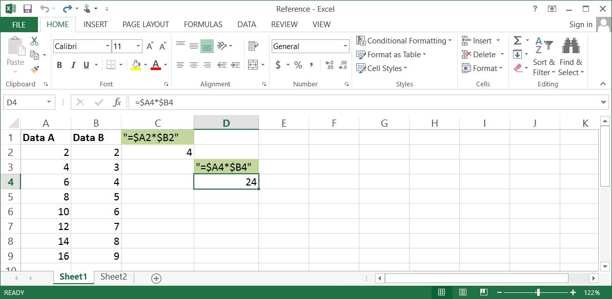 Tham chiếu ô hỗn hợp trong Excel