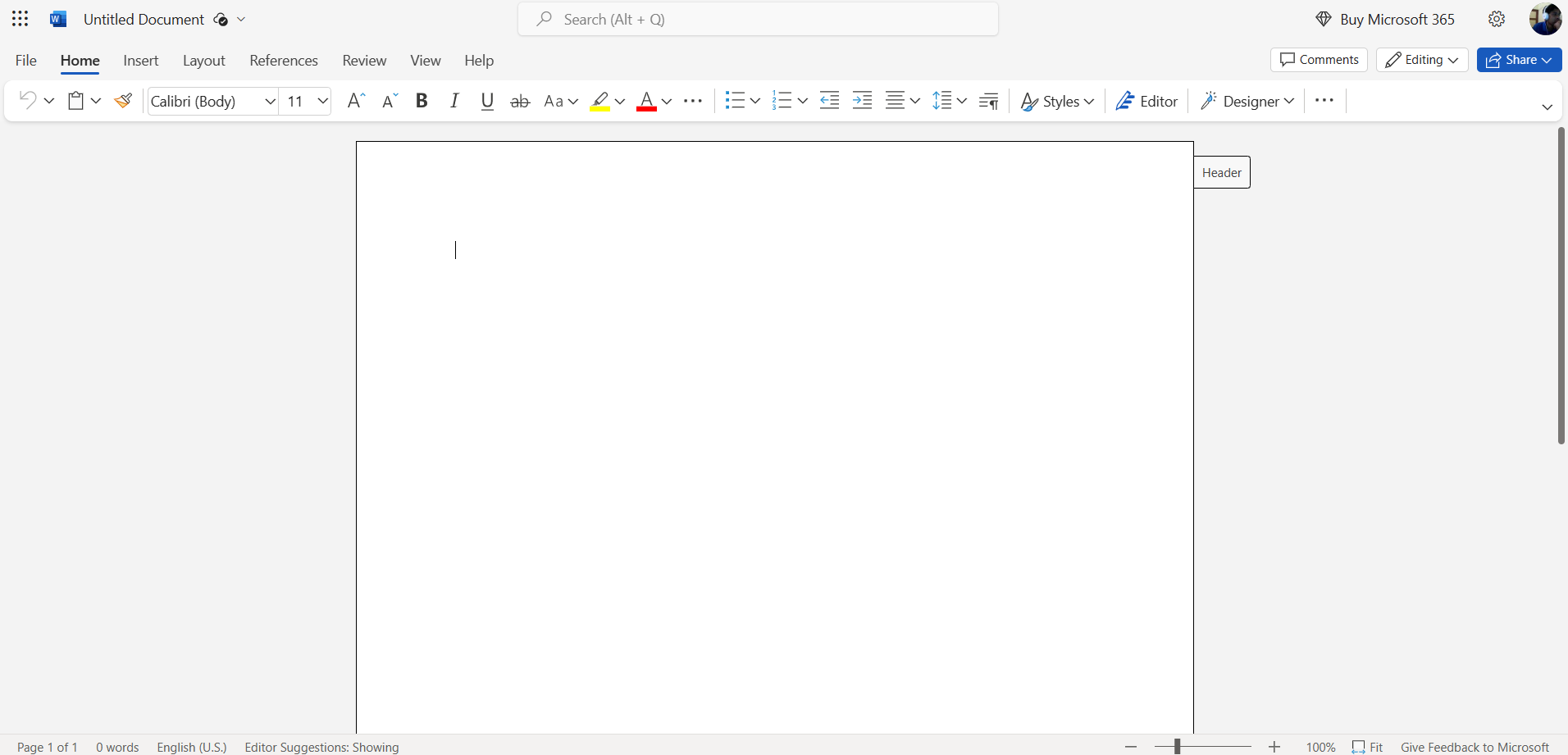 MS Word UI