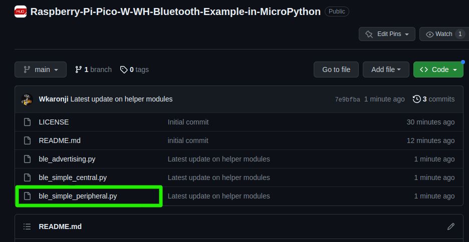 MUO GitHub Repo để hỗ trợ Bluetooth trên Rapsberry Pi Pico W và WH