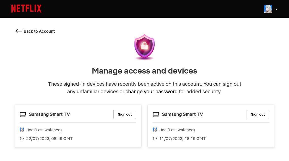 netflix manage access and devices
