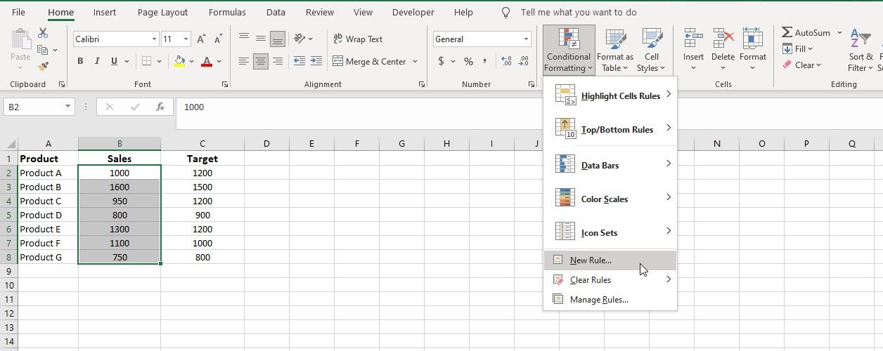 در زیر Conditional Formatting گزینه New Rule را انتخاب کنید