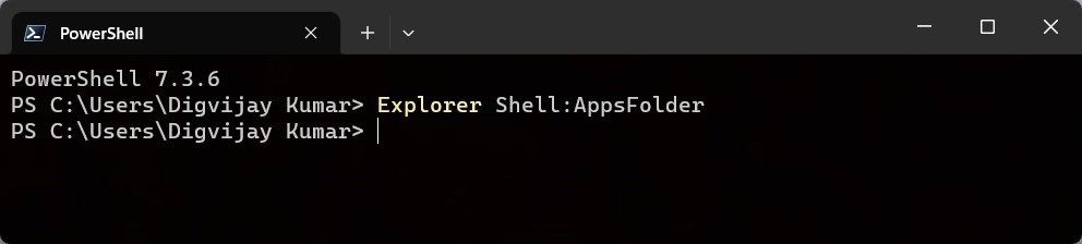 Откройте папку AppsFolder с помощью PowerShell