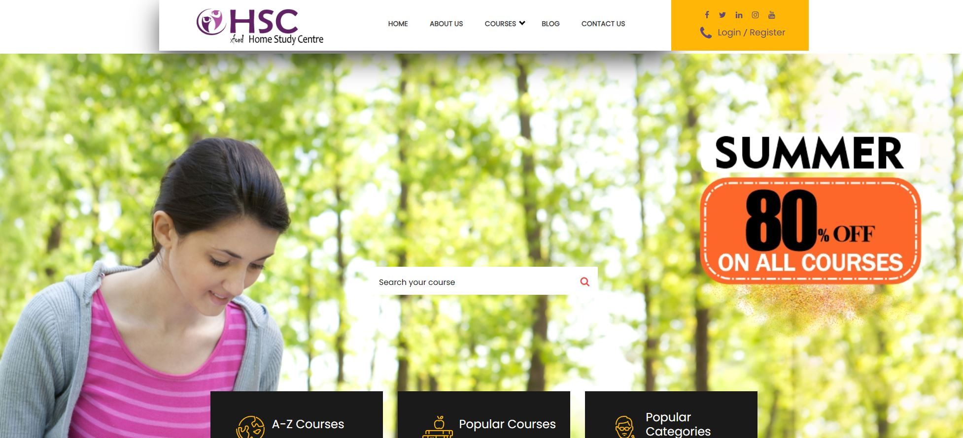 A Screenshot of Oxford Home Study Centre s Landing Page