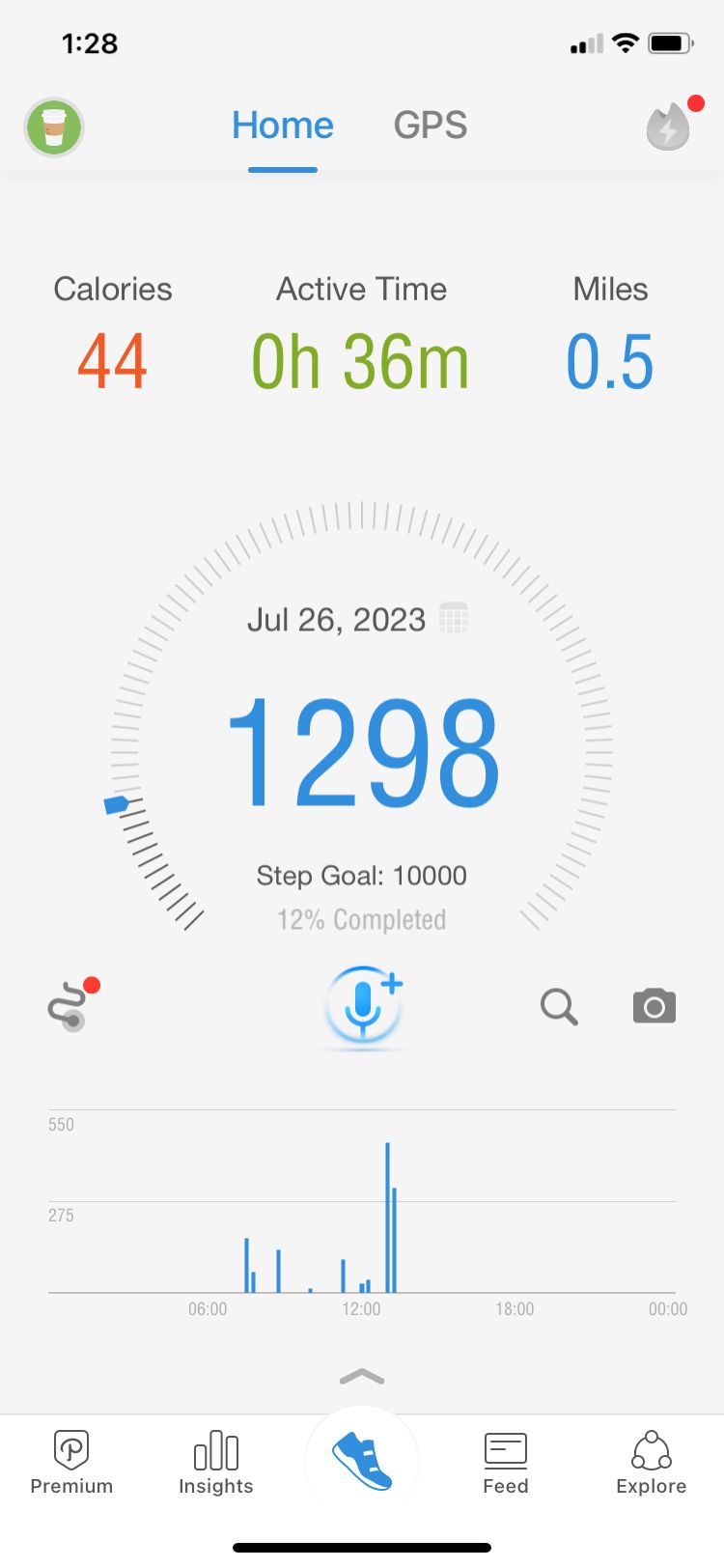 صفحه اصلی برنامه Pacer Pedometer