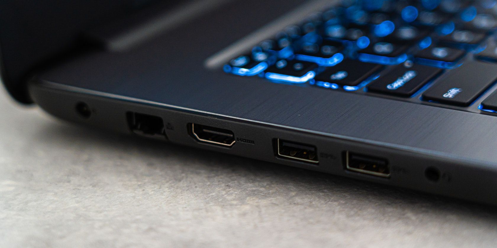 Close-up picture of a Laptop’s USB ports