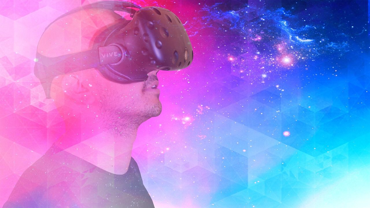 Picture of man immersed in VR