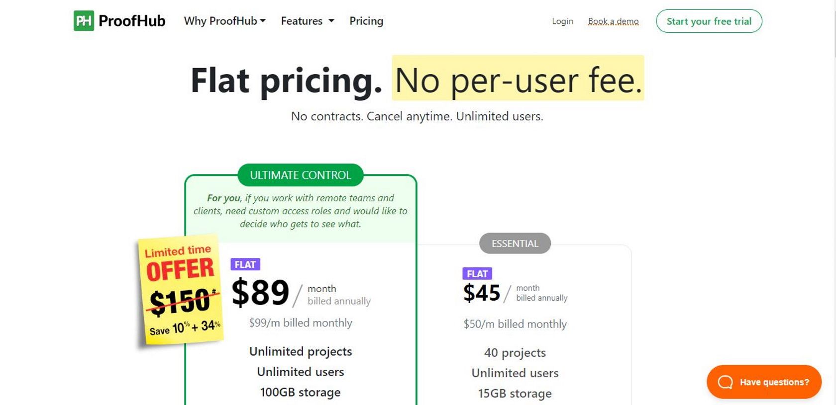 Giá của ProofHub