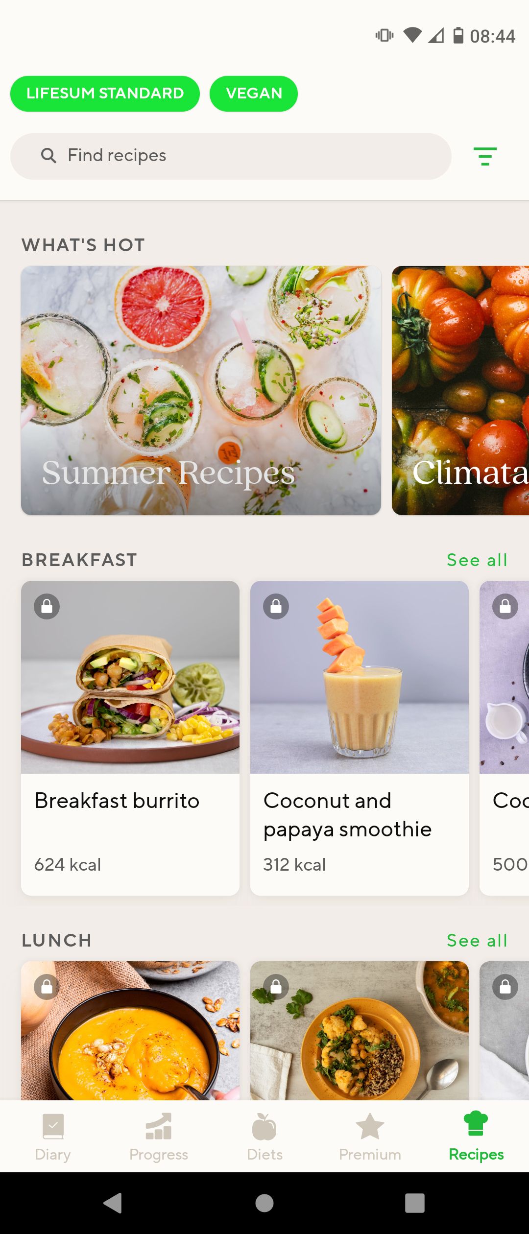 Recipes Available on Lifesum App