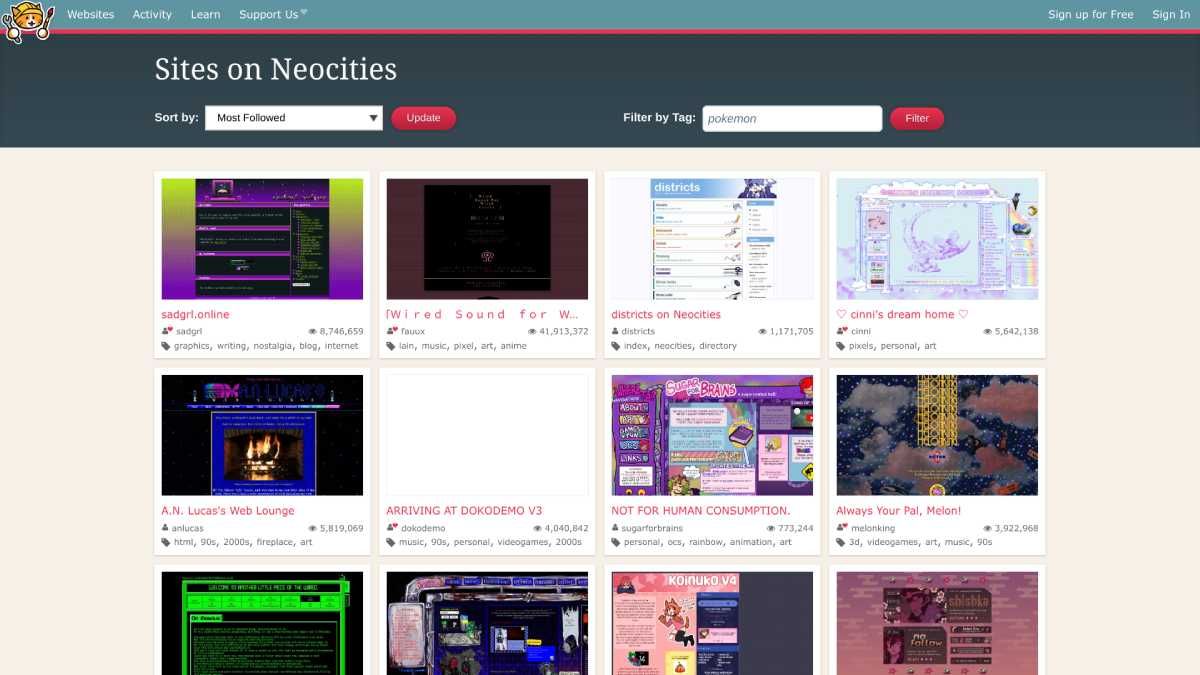 Neocities là một dự án nhằm tạo lại phong cách của Geocities cho các trang web cá nhân ngày nay