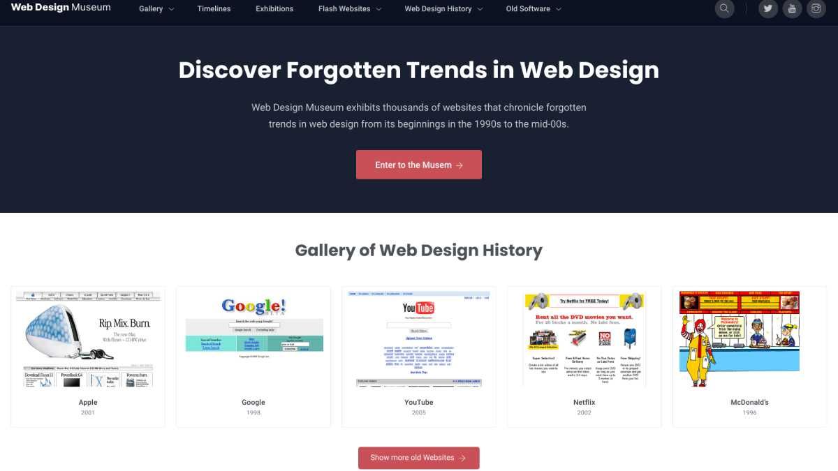Bảo tàng thiết kế web là một dự án giới thiệu sự phát triển của thiết kế web trong những năm qua, thông qua các mốc thời gian, phòng trưng bày được tuyển chọn và trải nghiệm có hướng dẫn