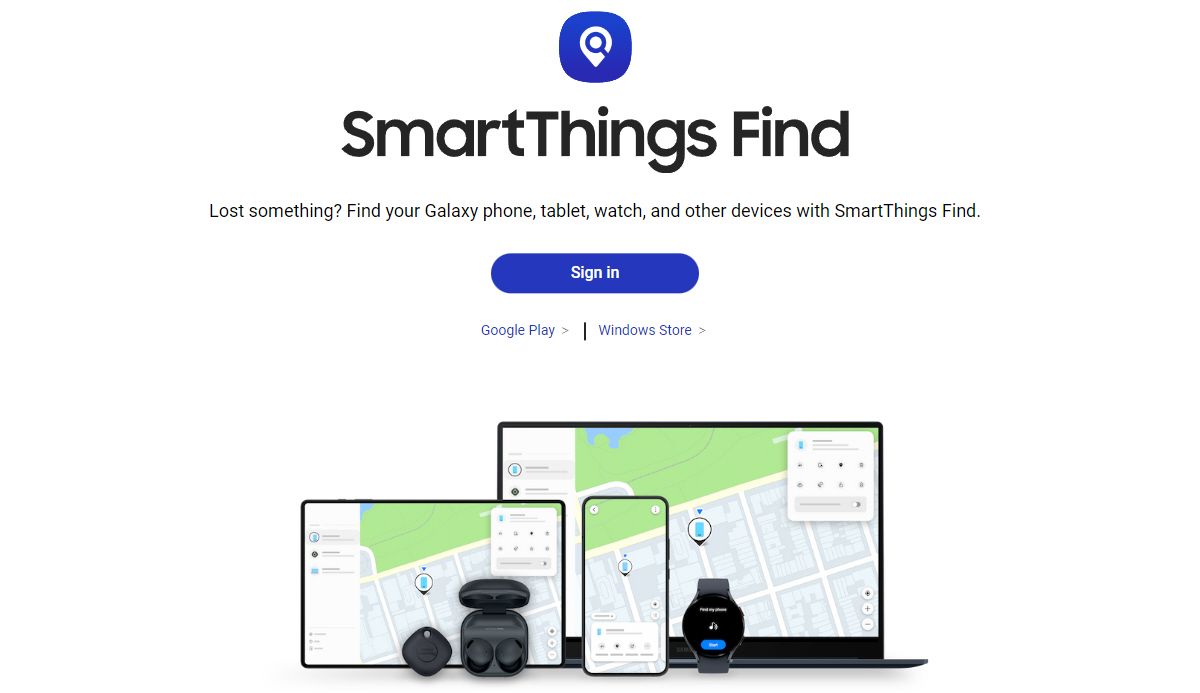Samsung SmartThings Find Website