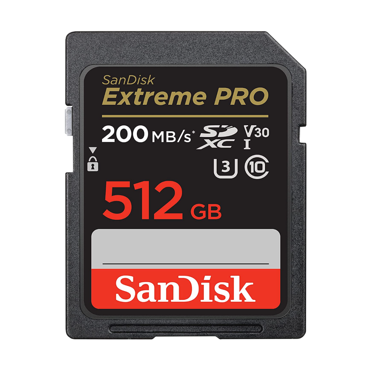 A 512GB SanDisk Extreme PRO UHS-I SDXC memory card
