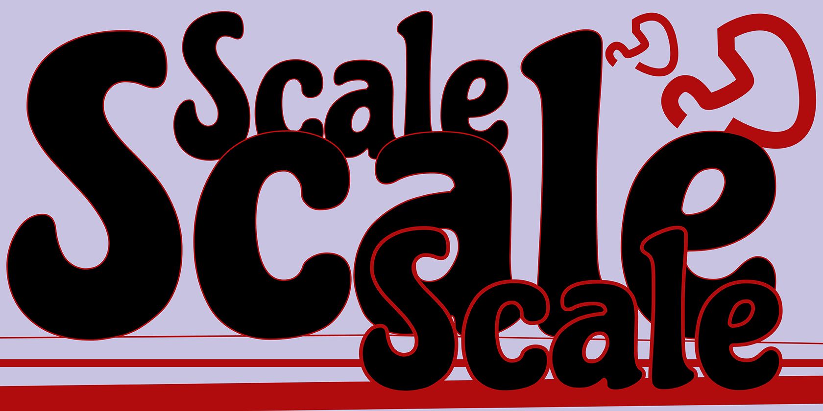 Scale word with scaled stroke paths.