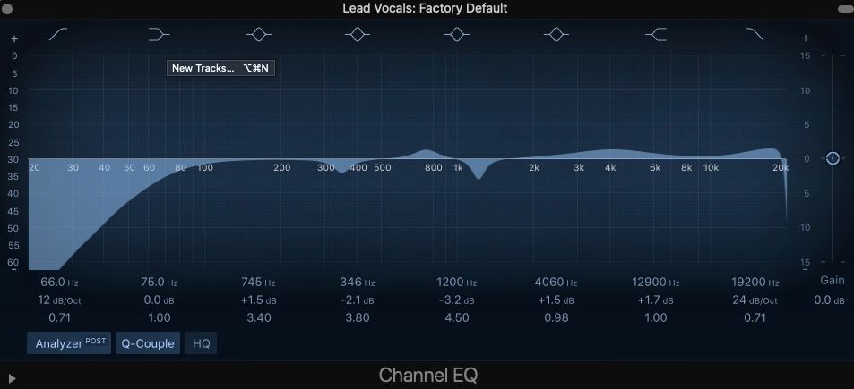 Ví dụ về chỉnh sửa và bổ sung Channel EQ trong Logic Pro
