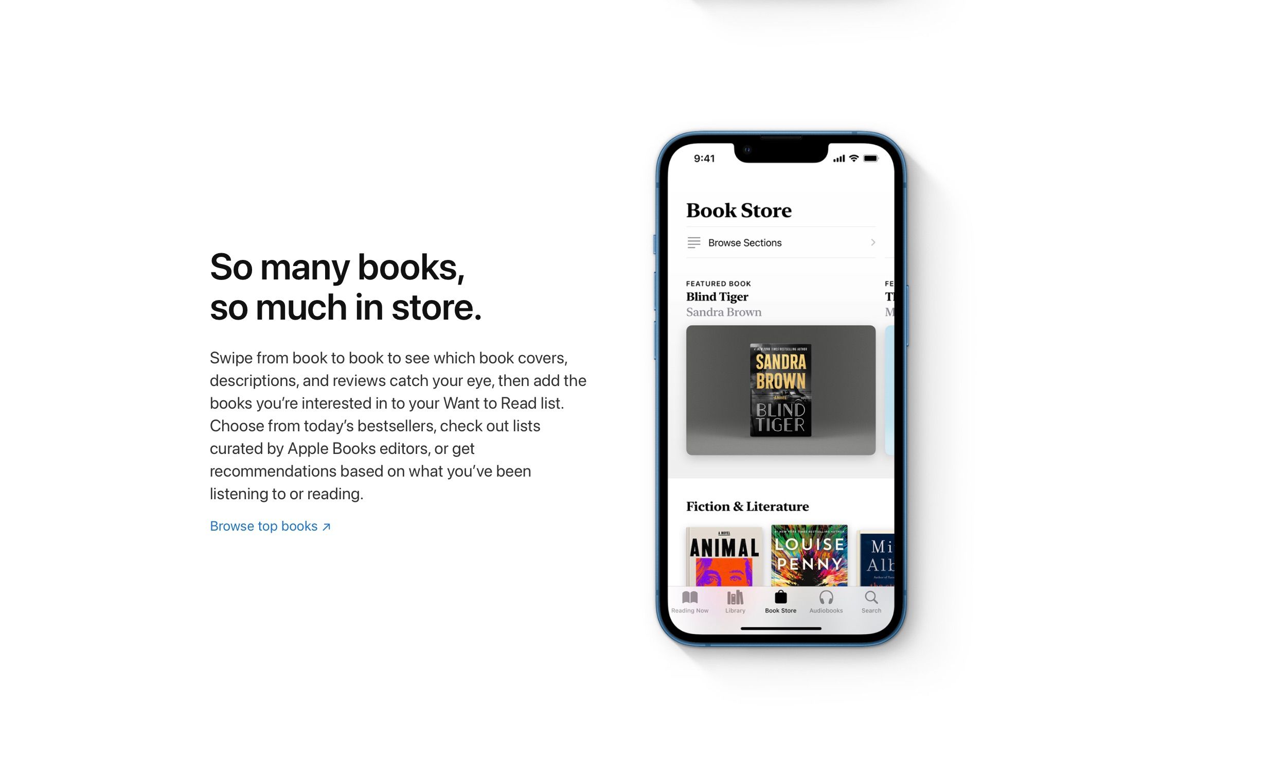 Screenshot of Apple Books website home page
