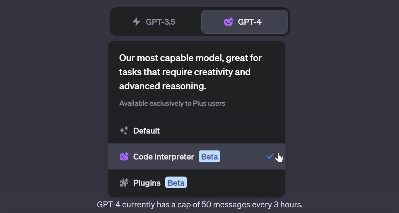 captura de tela do intérprete de código ChatGPT
