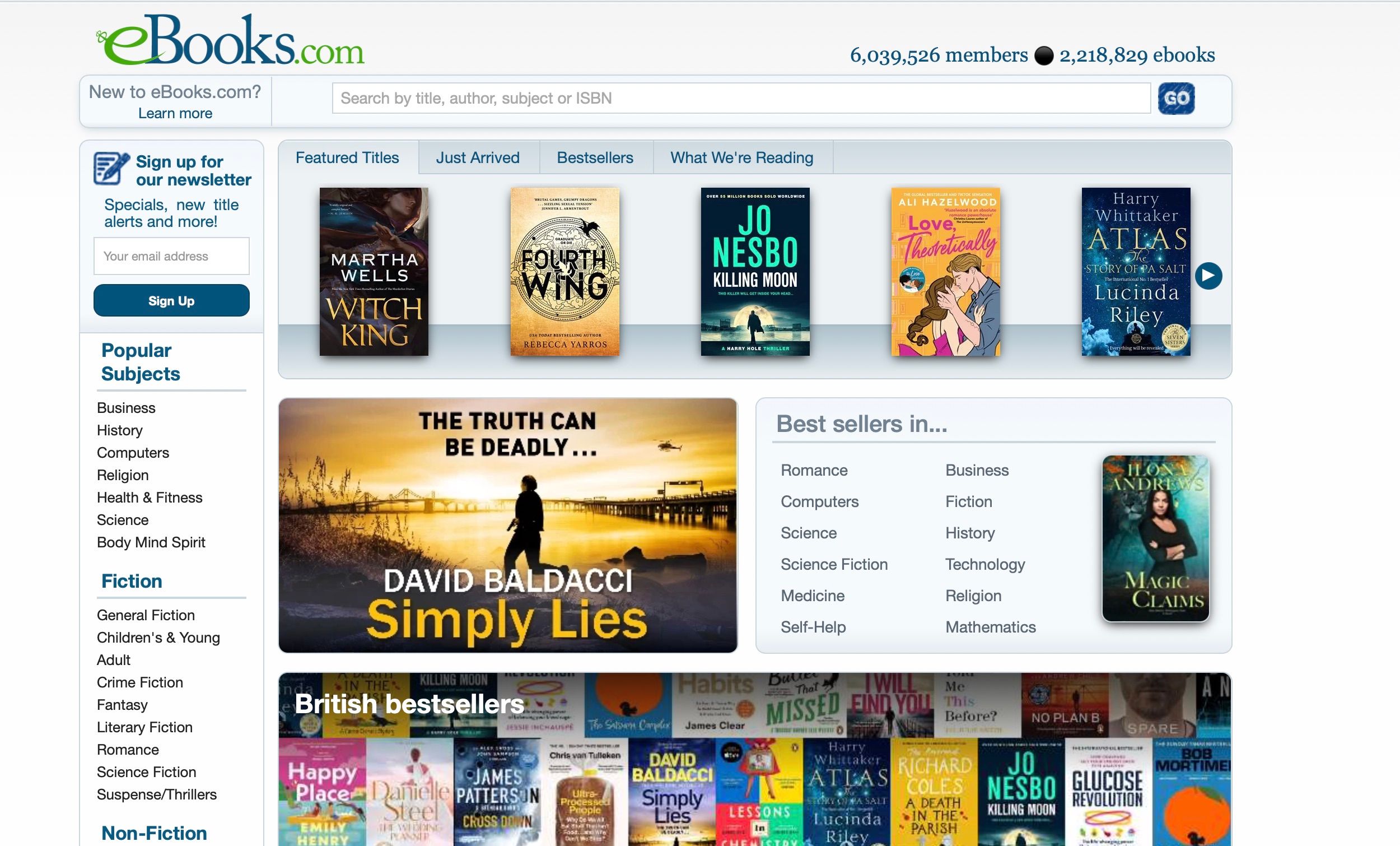 Screenshot of ebooks website home page