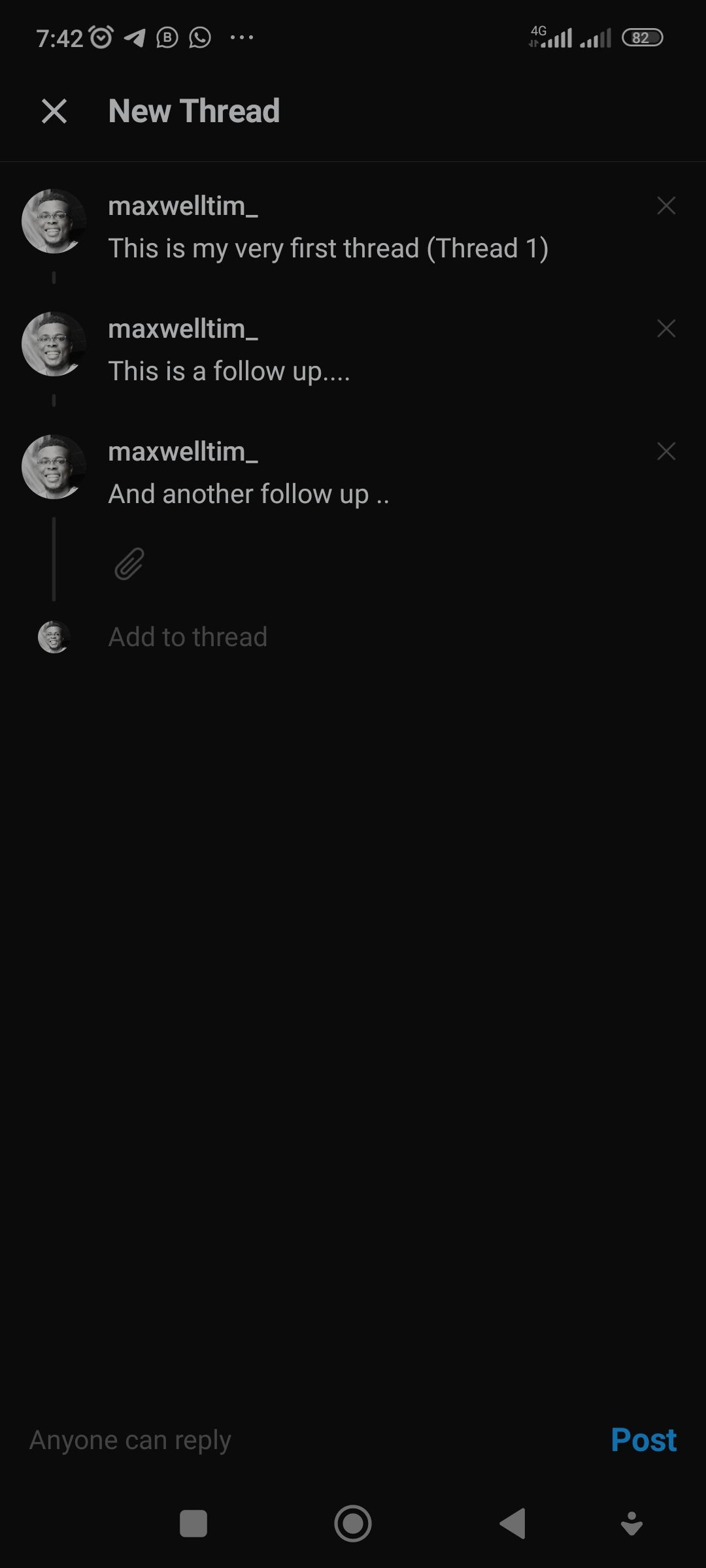 creating a thread on the Threads app