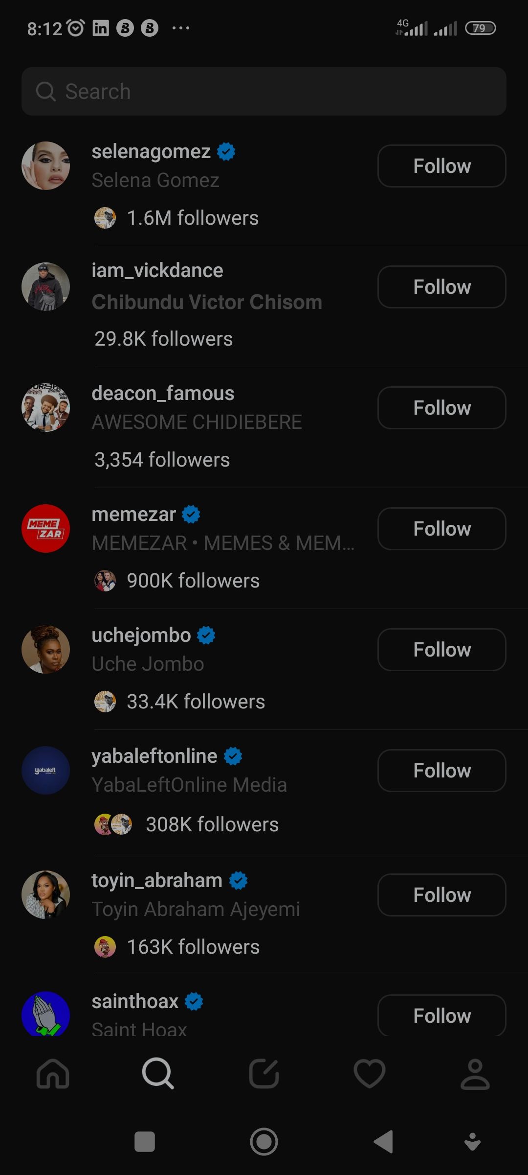 Following an account on the Threads app