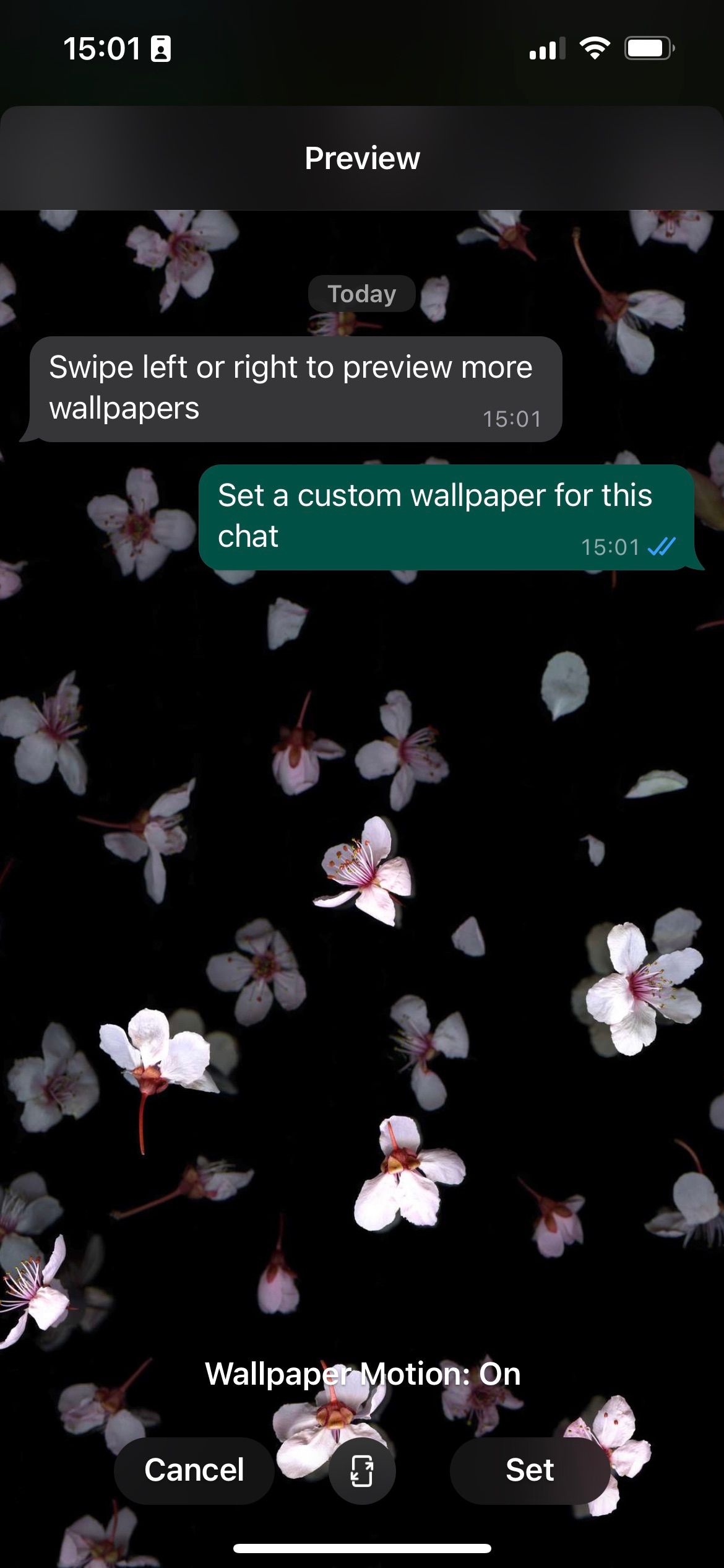 Setting up a custom wallpeper on WhatsApp