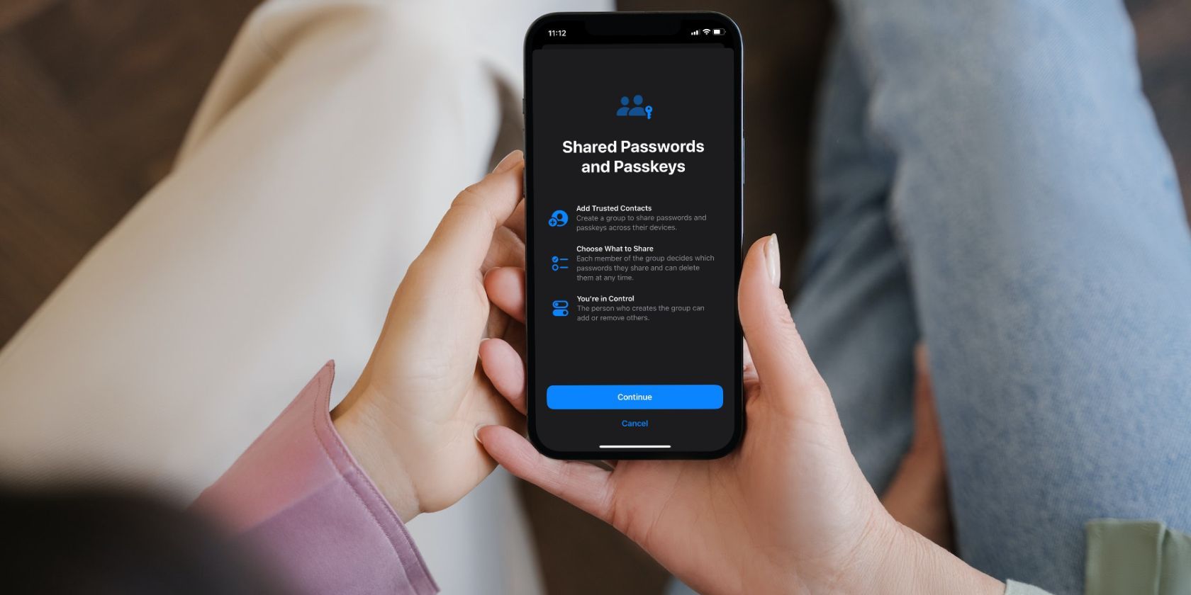 Shared Passwords and Passkeys feature being displayed on an iPhone