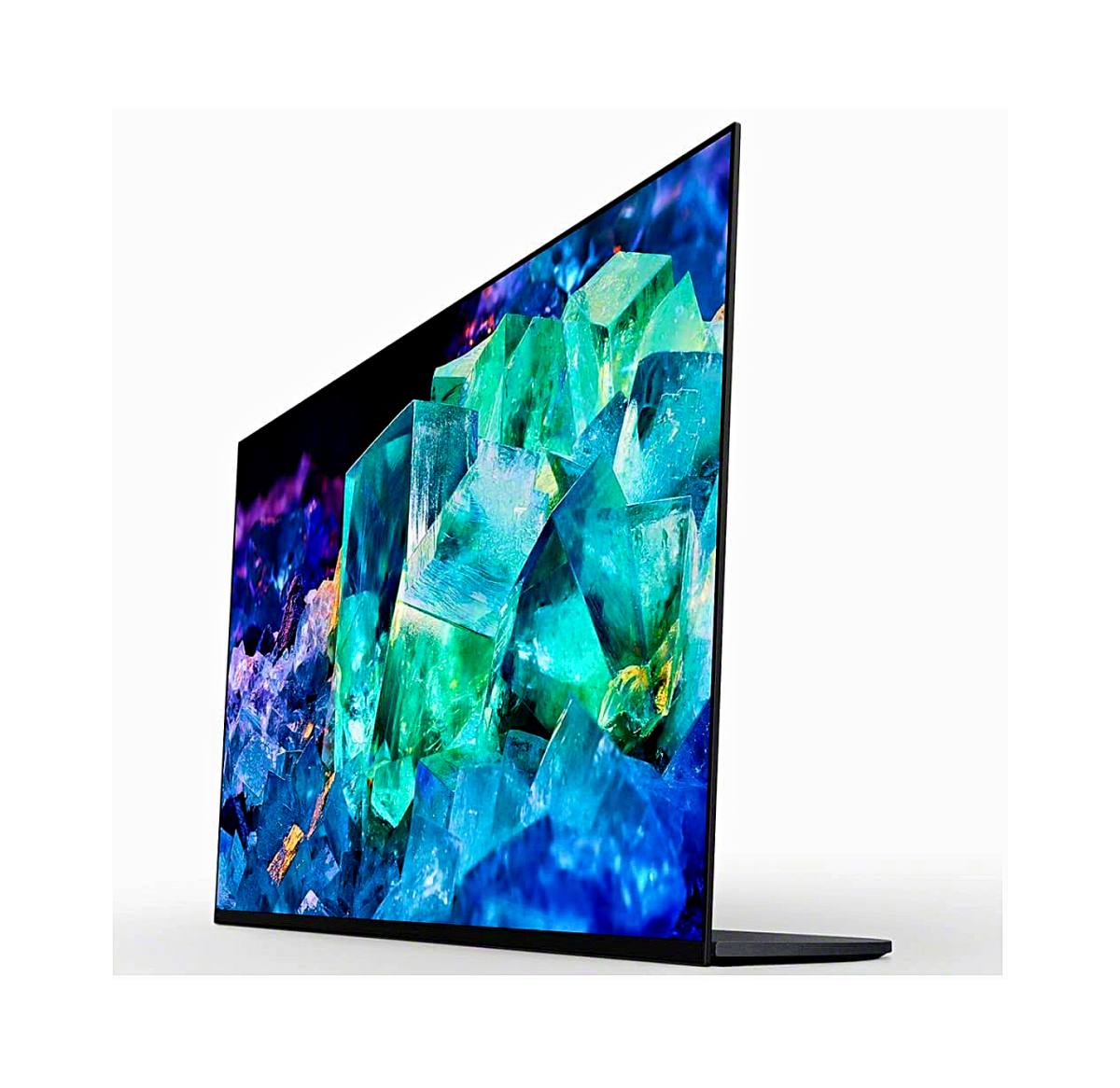 A side view of the ultra-slim Sony Bravia XR A95K OLED TV