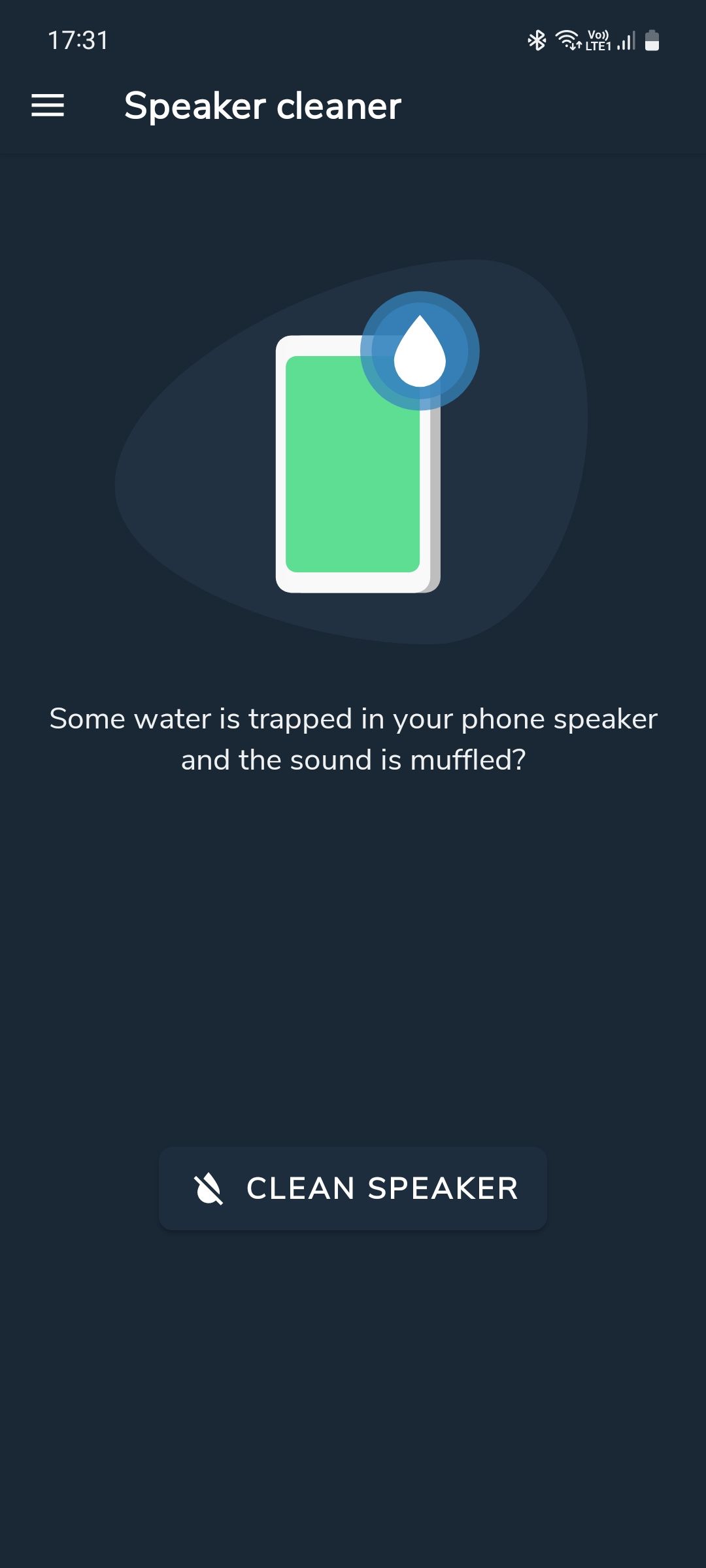 Speaker cleaner app main page