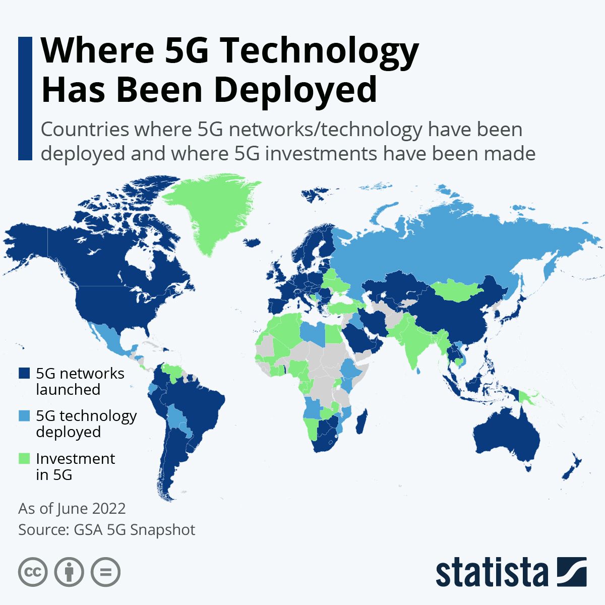statista chart showing 5g adoption globally on map