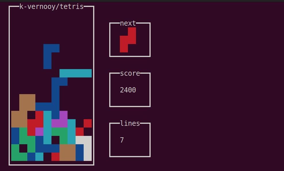 tetris in the linux terminal