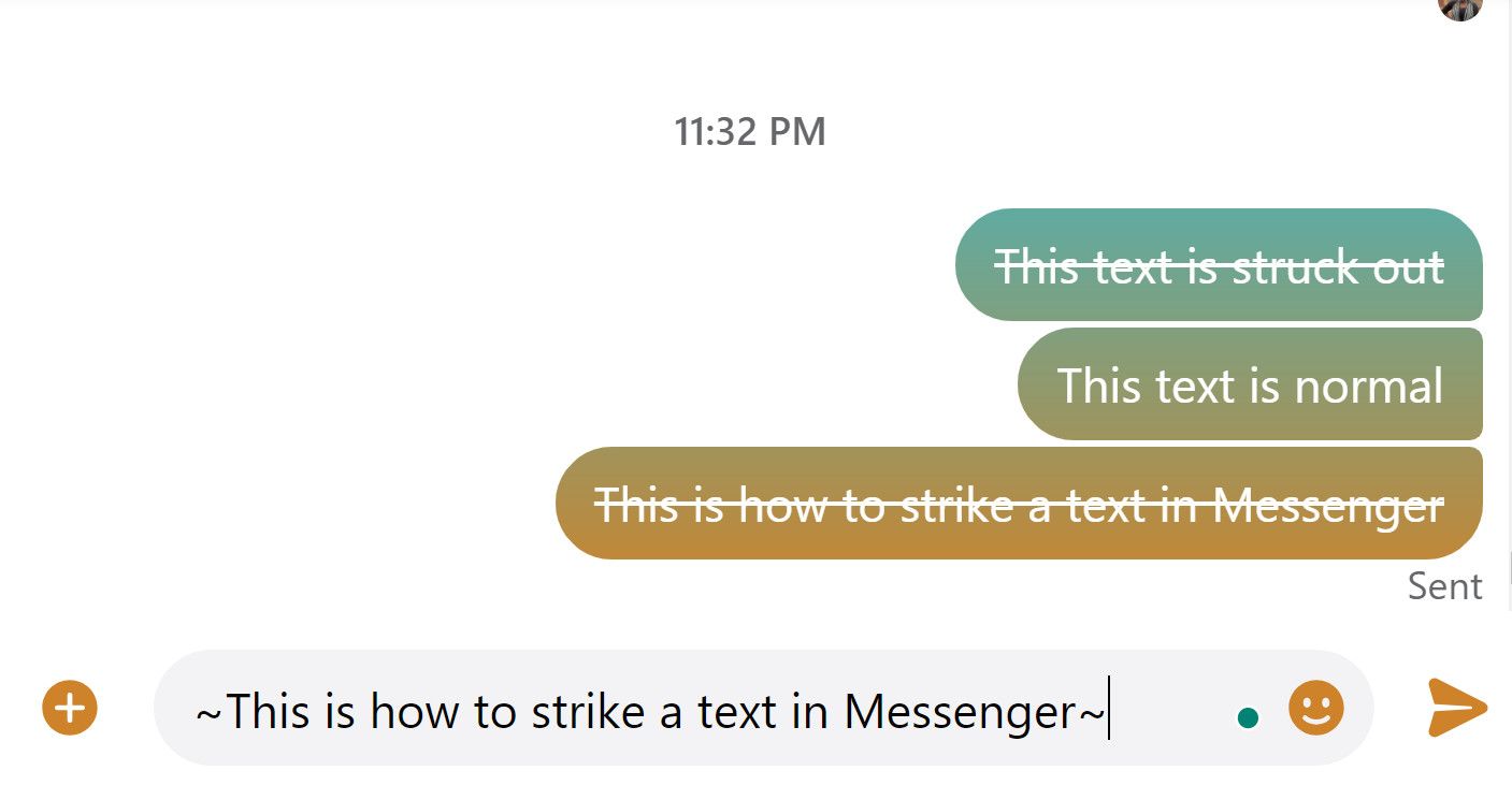 Text strike through in Messenger demo