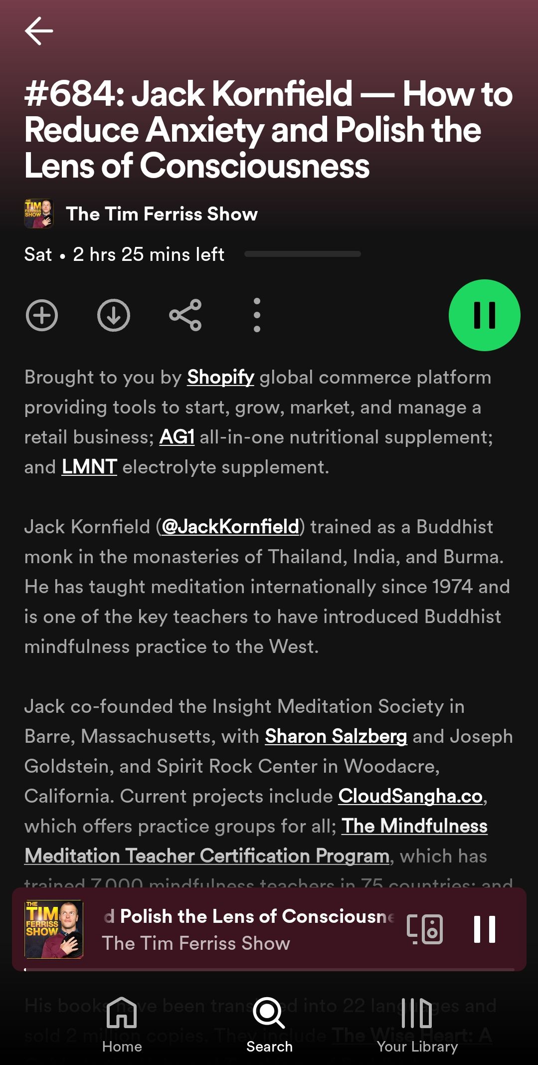 توضیحات پادکست تیم فریس Spotify