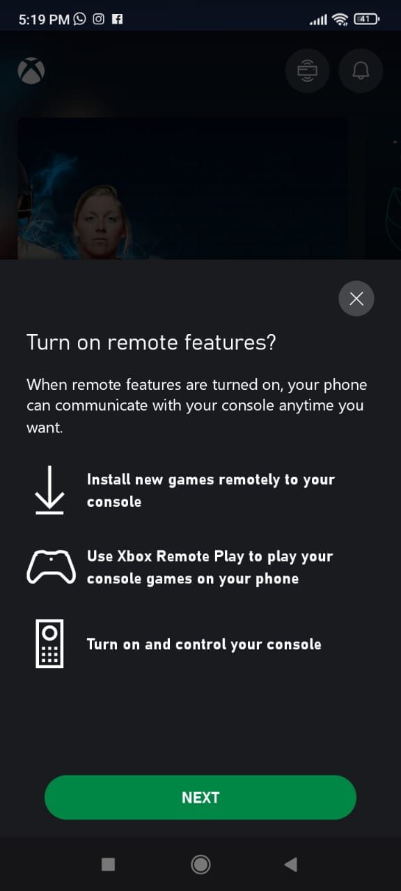 Bật cửa sổ bật lên tính năng từ xa trên ứng dụng Xbox