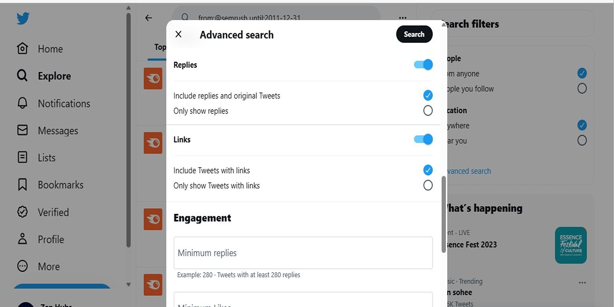 Twitter advanced search parameters