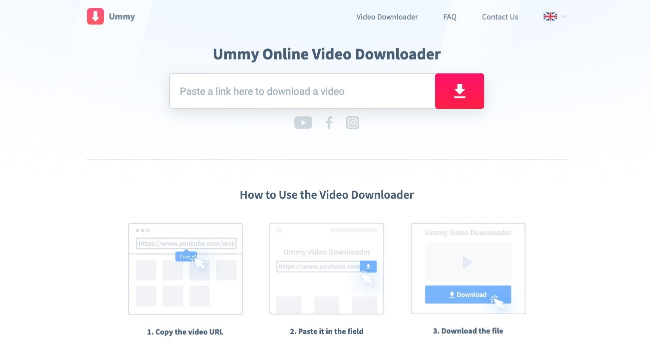 Ummy online video downloader homepage