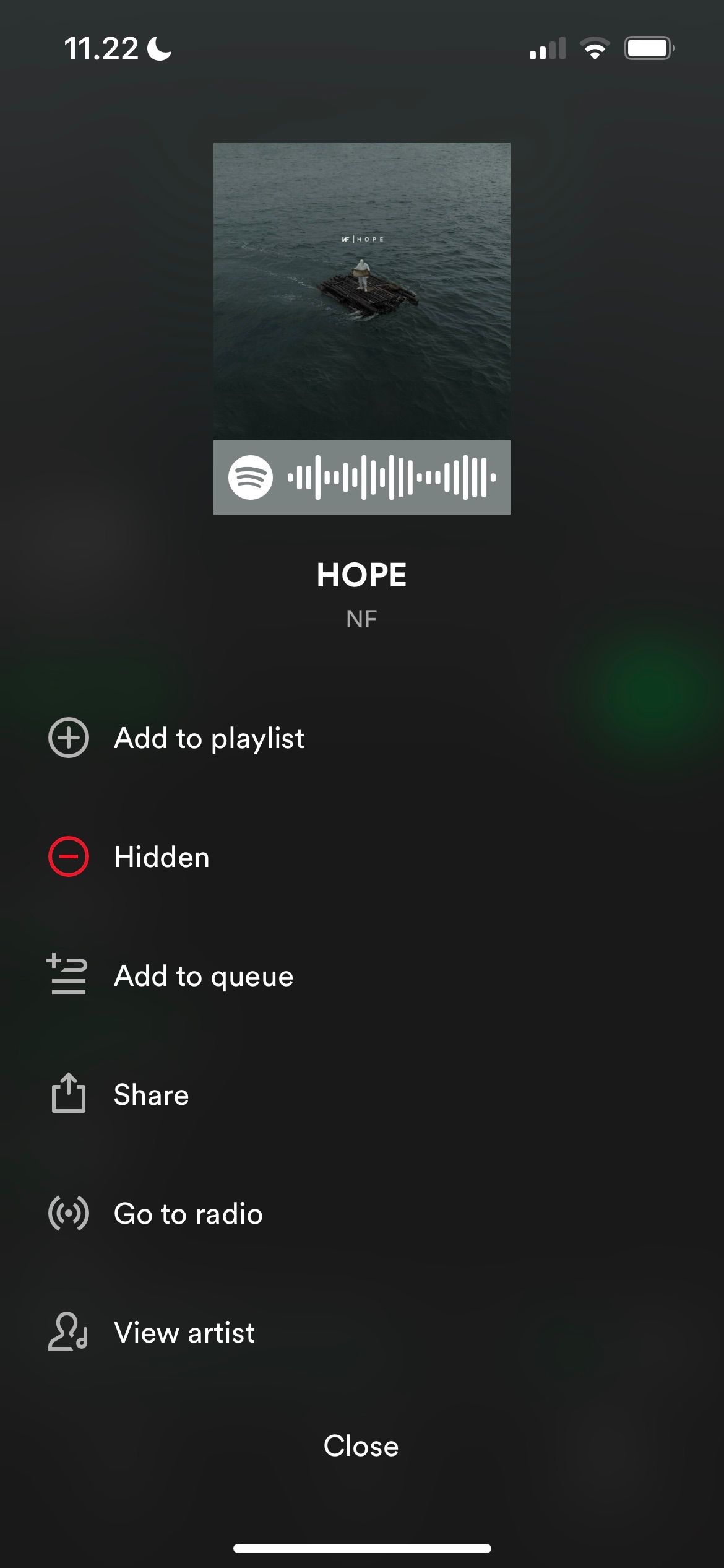 Unhide a Spotify Song on iOS