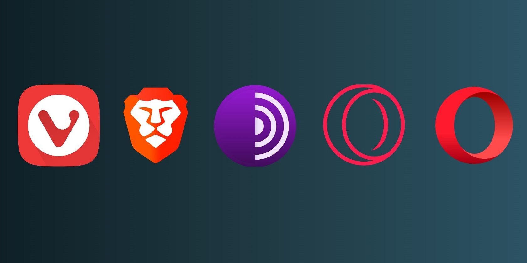 Icons of Vivaldi, Brave, Tor, Opera GX and Opera Browsers