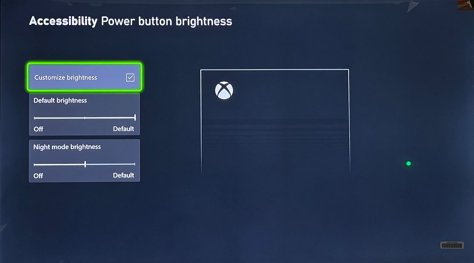 Xbox tùy chỉnh cài đặt độ sáng của nút nguồn