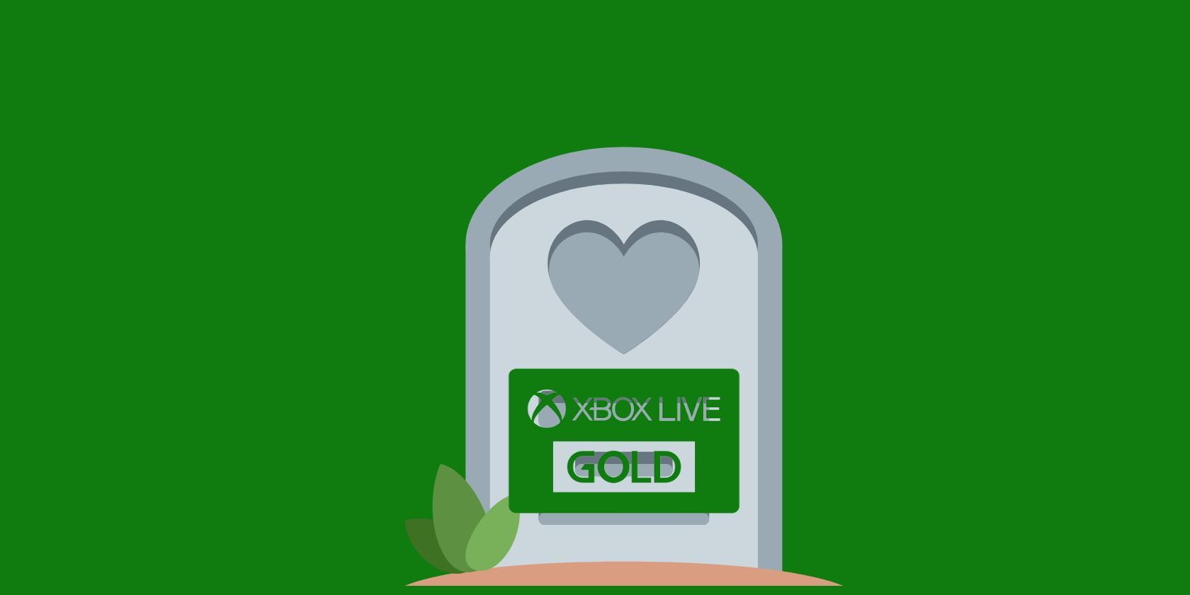 A cartoon gravestone with an Xbox Live Gold card overlayed
