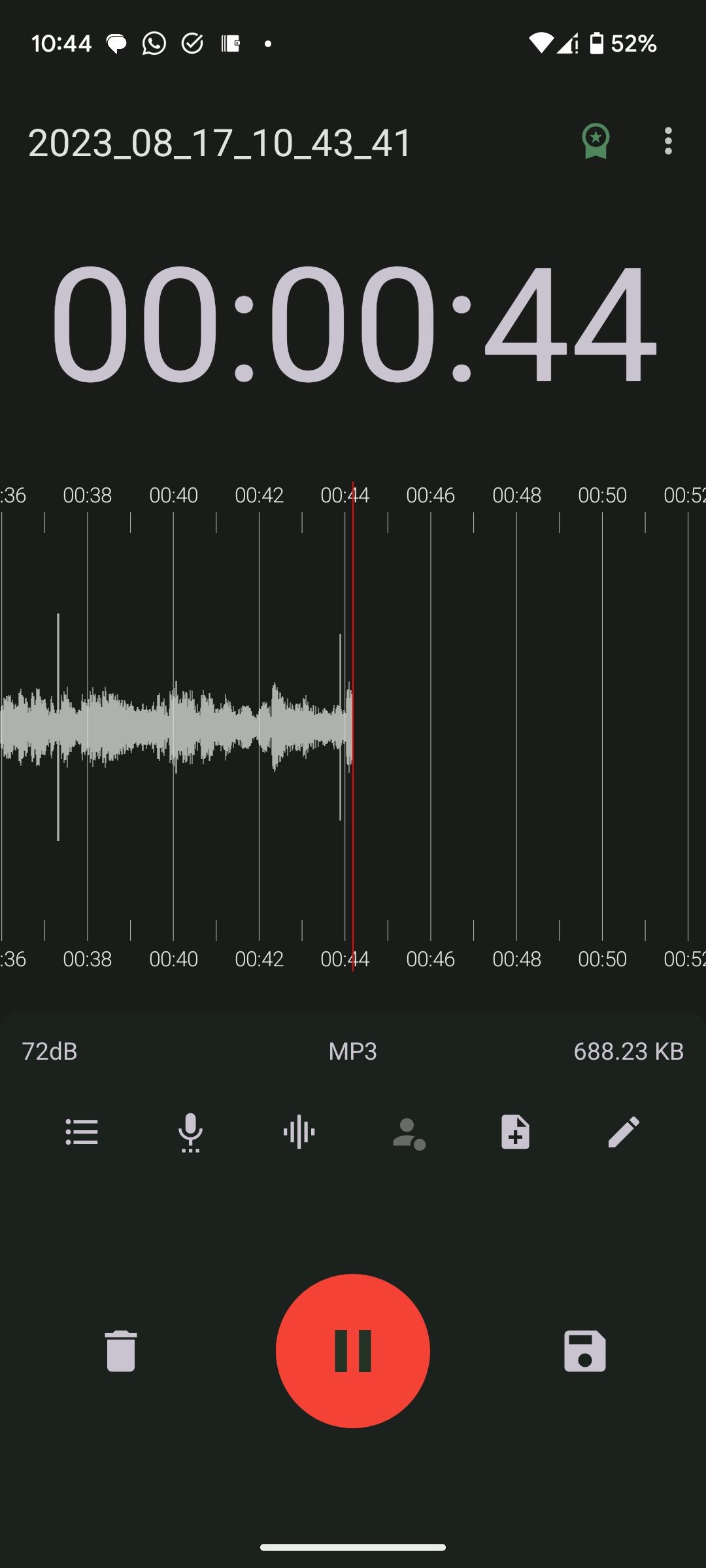 Recording audio in ASR Voice Recorder app