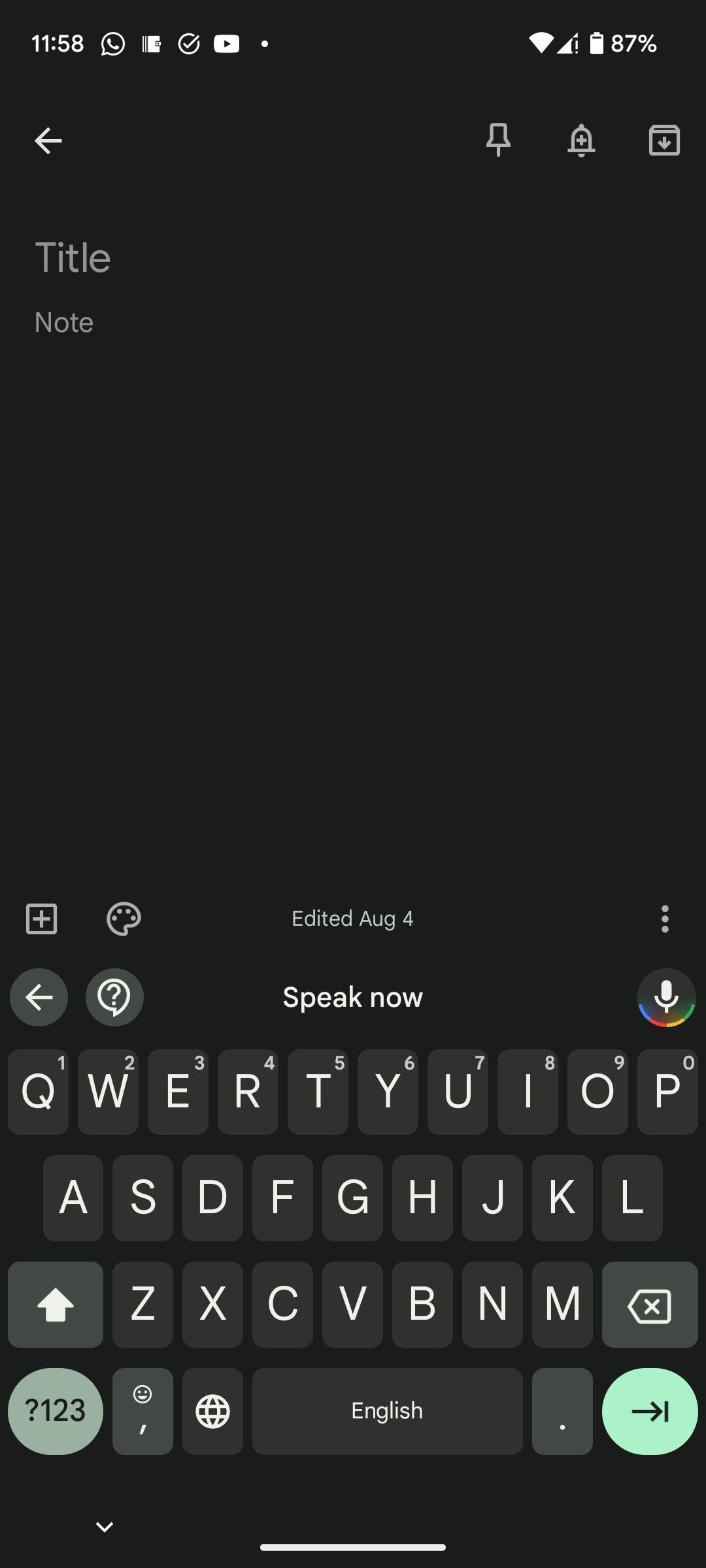 Voice typing activated on Android